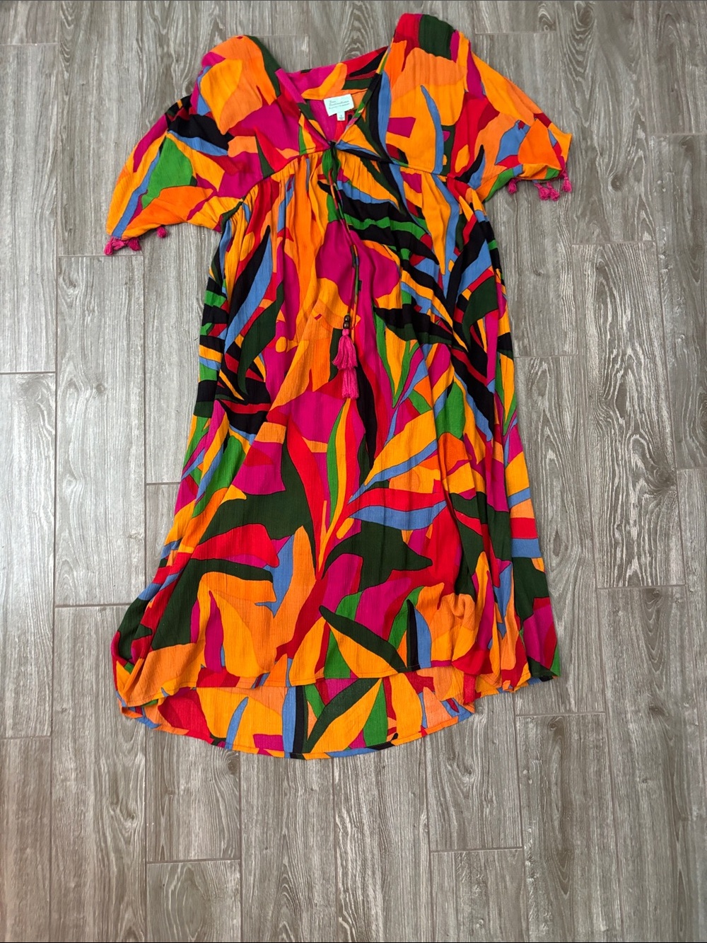 True Destinations Colorful Tropical Print Dress